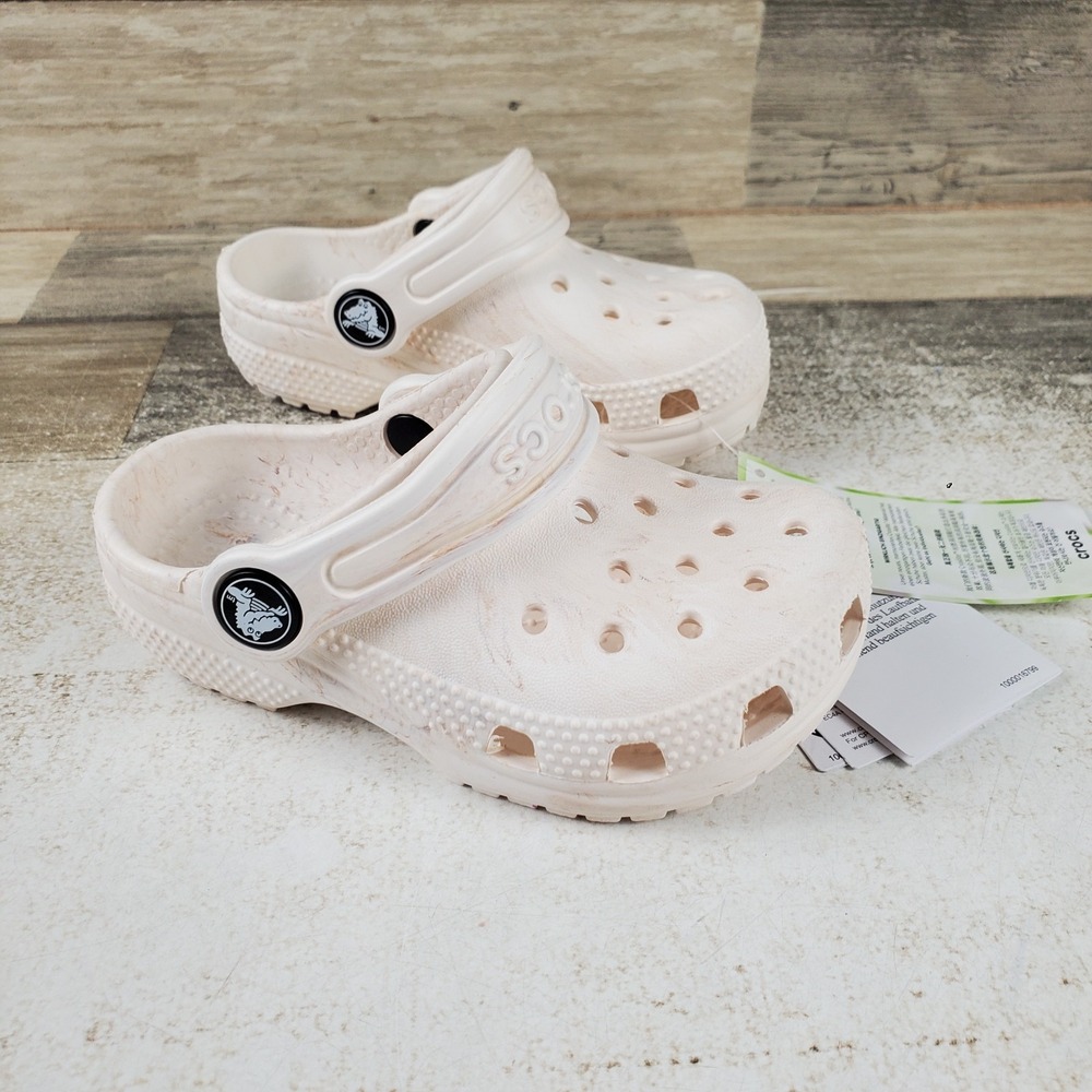 Crocs Classic Marbled Tie-Dye Clogs Kids Sz 7 C7 Bone Swirl Slip On Slingback